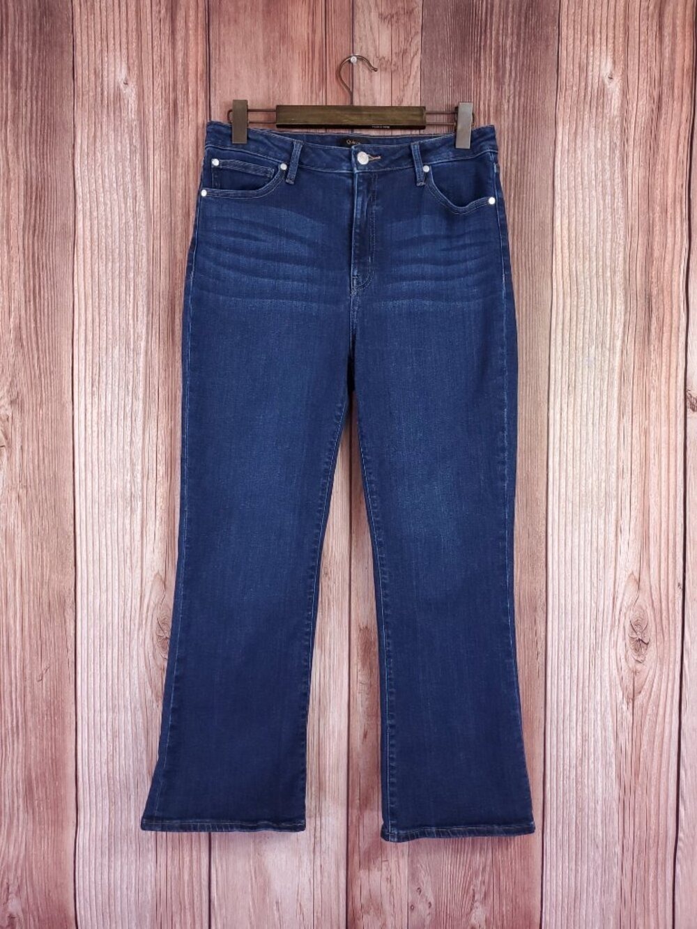 Quince Womens 32x27(28) Stretch High Rise Kick Flare Jeans Midnight Blue Denim